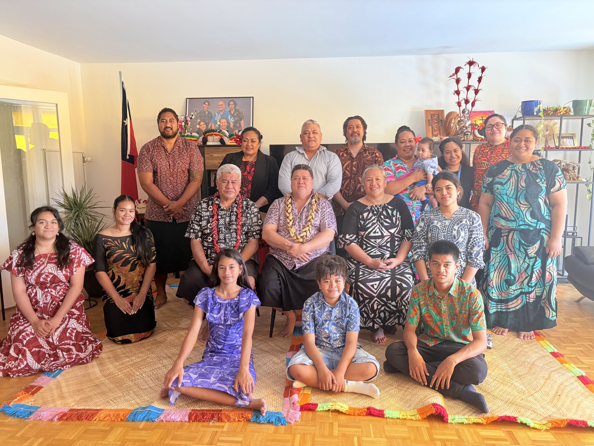 Ambassador Toleafoa and members of the Samoan community in Geneva gathered for a church service and toonai at the Ambassador's residence