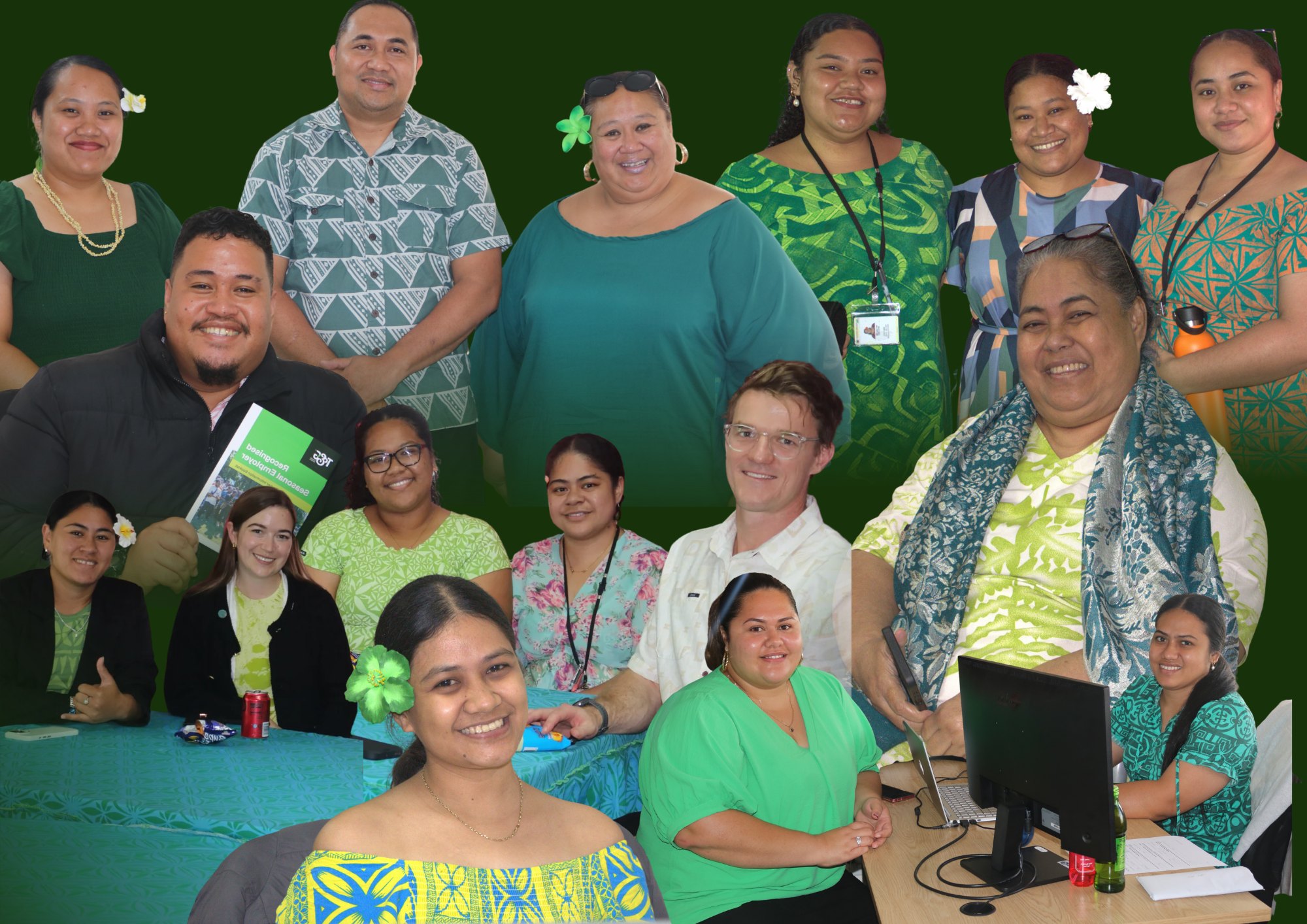 Collage of MCIL staff wearing green in support of Mental Health Awareness Week